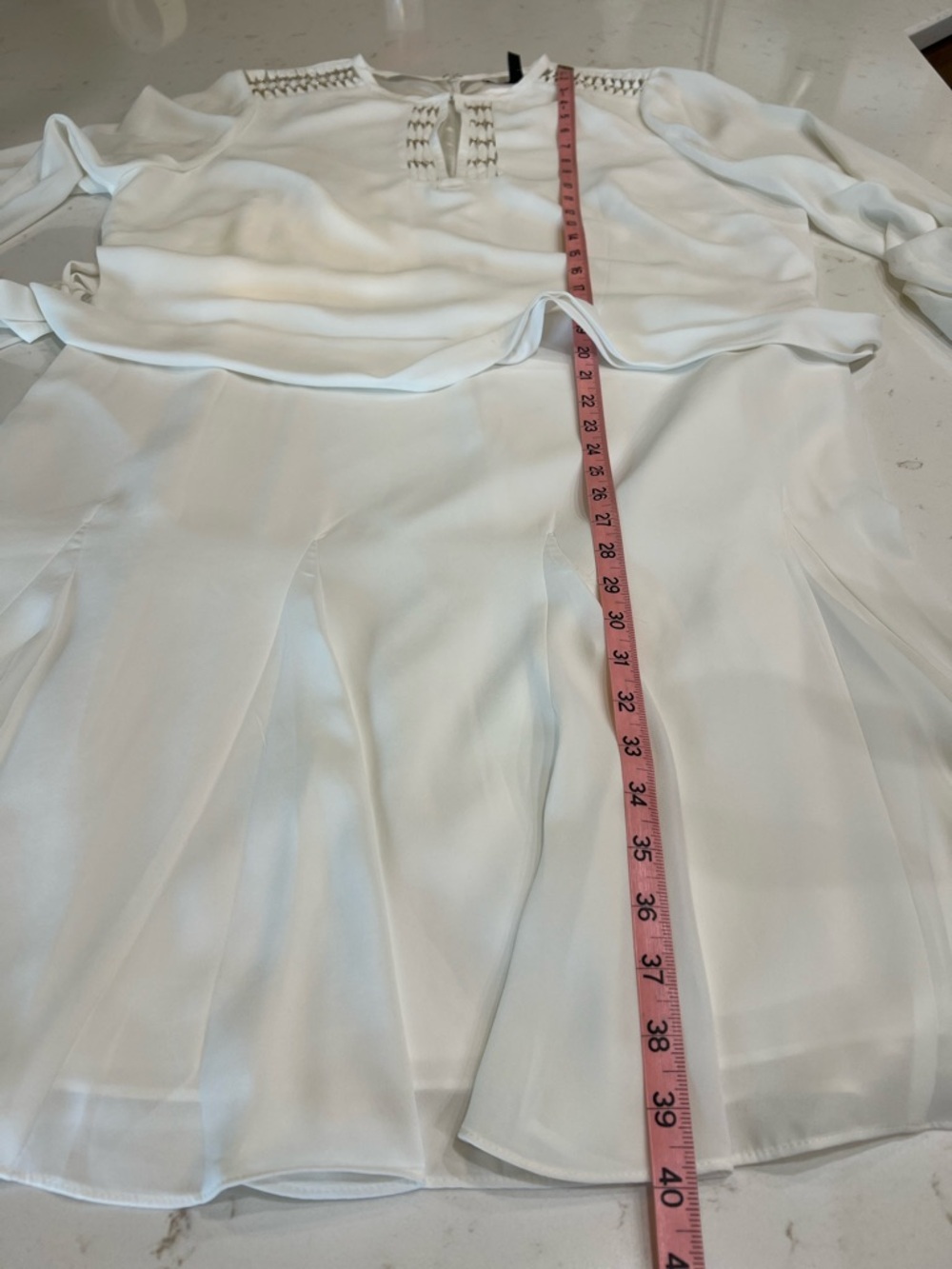 White House Black Market Beaded Godet Dress White Long Sleeve Size 18 NWT - Picture 13 of 13